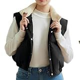 XWEAIJ Colete Feminino Acolchoado Quente De Inverno Leve Sem Mangas Colete Acolchoado Colete Agasalho Colete Preto E Branco G