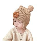 XYX Toucas De Crochê Forradas Com Lã Para Bebês Meninas E Meninos Recém Nascidos Gorro Fofo De Inverno Macio E Quente Chapéu Cáqui M
