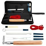 Yaetek Pacote De 10 Ferramentas De Afinador De Piano Com Martelo De Afinação Cunha Chave Silenciosa Kit De Tira De Cabo De Madeira Com Capa Kit Profissional De Afinação De Piano 10 Itens 