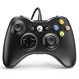 YAEYE Controlador Com Fio Para Xbox 360- Controlador De Jogo Para 360 Com Dupla Vibração Turbo Compatível Com Xbox 360-360 Slim E PC Windows 7-8-10-11 Preto