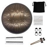 Yahpetes Tambor De Aço De 15 2 Cm E 27 4 Cm Com Tambor De Língua De Aço Sem Preocupações Instrumentos Musicais Tambor De Mão Com Tambor De Mão Com 1 Par De Marretéis E Bolsa De Armazenamento Para Tambor De Notas Tom De 15 2 Cm Bronze