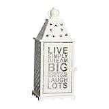 Yajuyi Lanterna Marroquina Suspensa Ferro Fácil De Usar Ornamento Vela Lanterna Para Pátio Casa Branco 12cmx12cmx30cm
