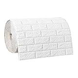 Yajuyi Painéis De Parede De Tijolo Falso Adesivo De Parede 3D Descasque E Cole Decoração De Parede Moderna Papel De Parede De Espuma Xpe Para Backsplash Sala De Estar Branco