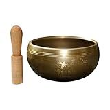 Yajuyi Tigelas De Canto Tibetano Conjunto De Tigelas De Meditação Som Cantando Lindo Som Esculpido à Mão Martelo De Madeira Tigela De Meditação Para Mesa 8 Cm