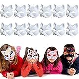 YALARY Pacote Com 12 Máscaras Para Gatos Pintura Para Crianças Faça Você Mesmo Máscaras Em Branco Para Crianças Meninos Ou Meninas Halloween Lembrancinhas De Festa Outono Atividades Em Sala