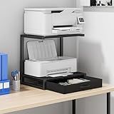 YAOHUOO Suporte De Impressora De Mesa De 2 Camadas Com Gaveta De Tecido Mesa De Impressão Com Prateleira De Armazenamento Organizador De Mesa Para Escritório Doméstico Impressora 3D Aparelho De