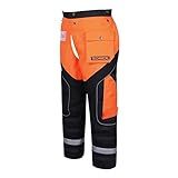 YARDMARIS Versão Técnica Para Motosserra- Calça Protetora Para Motosserra- Avental De Segurança- Classe A- Médio Laranja Preto- M-G