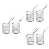 YARNOW Cestos 6 Peças Cesto De Fritadeira Cesta De Fritar De Arame Redondo Fritadeira Inox Porta Cesta De Batatas Fritas Malha Asiático Cesto De Batatas Fritas Aço Inoxidável Pão