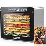 YASHE Desidratador De Aço Inoxidável Com Controle Digital  Temperatura Até 75 C  Temporizador Até 48 Horas   9 Bandejas Desidratador Para Frutas E Legumes  Ventilador Traseiro Para Circulação De Ar De