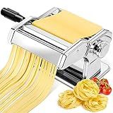 YASHE Máquina Manual De Massa Rolo E Cortador De Massa De Aço Inoxidável Com 7 Configurações De Espessura Ajustáveis Máquina De Macarrão De Largura Dupla Para Macarrão Espaguete Fettuccine 