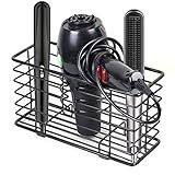 YCOCO Suporte De Parede De Arame De Metal Para Banheiro Cuidados Com Os Cabelos E Penteados Organizador De Ferramentas Cesta De Armazenamento E Recipiente Para Secador De Cabelo Chapinhas Varinhas De Cachos Alisadores De Cabelo Preto