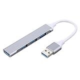 Yeacher Hub USB Portátil Adaptador USB Hub De Liga De Alumínio 4 Em 1 Com Portas USB2 0 USB3 0 Ampla Compatibilidade Prata