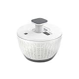 Yeacher Mufern Girador De Salada Grande 6 3 Qt Girador Manual De Alface Secador Giratório De Frutas Com Bomba De Uma Mão Com Tigela E Escorredor Giratório Para Lava Louças Vegetariano Branco
