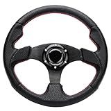 YEHICY Volante De Corrida De Carro De 320 Mm 12 5 Pvc Couro Plano Drift Game Estilo Corrida Volante Com Costura Vermelha E Botão De Buzina