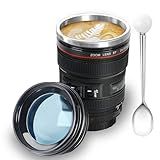 Yepteeps Caneca De Café Garrafa Térmica De Viagem Para Lente De Câmera Copo Isolado De Aço Inoxidável Com Tampa De Limpeza Fácil à Prova De Vazamento 