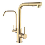 Yesop Torneira De Cozinha Gourmet Misturador Bancada P filtro Pia Duplo Comando Luxo Dourado