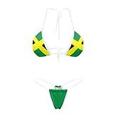Yewattles Biquíni Triangular Com Bandeira Da Jamaica Com Alça Transparente Com Tanga Duas Peças Roupa De Banho Sexy De Praia De Verão M 2GG Bandeira Da Jamaica XXG