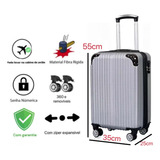 Ygm Malas Mala De Viagem 2060 Prateado 55 Cm X 35cm X 25cm 10kg Abs Rodinhas 360 Leva Na Cabine Do Avisão Resistente