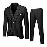 YHEGHT Terno Masculino Slim 3 Peças Terno Negócios Festa De Casamento Jaqueta Colete E Calça Pijama De Cetim Preto 6X Large