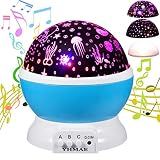 YHMAE Baby Starry Ocean Music Night Light Projector Lullaby Para Crianças- Projetor Moon Stars 12 Soft Music 9 Color Romantic Night Lighting Lamp- Cabo USB-baterias Alimentadas Para