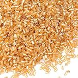Yholin 6000 Peças De Contas De Corneta Contas De Tubo De Bordado De Ouro Para Fabricação De Joias Pequenas Contas Curtas Para Artesanato Pulseira Faça Você Mesmo Colares Suprimentos 3 X 2 Mm