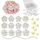 Yhsheen Broches De Strass Broches De Buquê De Corpete Broches De Flor De Cristal Kits De Pinos De Diamante Para Acessórios De Casamento Decoração De Joias DIY Artesanato Costura Ouro 