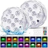 YiaMia Luzes De Banheira De Hidromassagem Luzes De LED Submersíveis Para Piscina Com Ventosa E Controle Remoto 2 Unidades De Luzes à Prova D água Coloridas RGB Alimentadas Por Bateria Para Lagos 