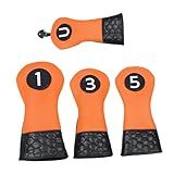 YIJU 4x Capas Para Cabeça De Taco De Golfe Capas De Madeira Para Taco De Golfe Premium Com Etiqueta Numérica Mangas Protetoras Para Tacos De Golfe Para Laranja
