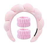 Yiwafu Faixa De Cabeça De Spa Para Mulheres Faixa De Cabeça De Esponja Para Lavar O Rosto Faixa De Cabeça De Maquiagem Faixas De Cabelo Para Remoção De Maquiagem Chuveiro Acessórios De Cabelo Rosa