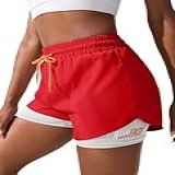 YOAKUKA Shorts Femininos 2 Em 1 Para Treino Academia Ioga Corrida Motociclista Tênis Saias Roupas De Verão Vermelho M