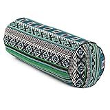 YOGATERIA Bodhi Almofada Cilíndrica Bolster Ethno P Meditação Relaxamento E Yoga Restaurativa Recheio De Kapok Fibra De Paina E Capa Em Algodão 65cm X 23cm Amazônia Preto E Verde 