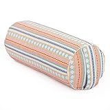 YOGATERIA Bodhi Almofada Cilíndrica Bolster Ethno P Meditação Relaxamento E Yoga Restaurativa Recheio De Kapok Fibra De Paina E Capa Em Algodão 65cm X 23cm Caatinga Pêssego E Azul 