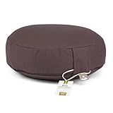 YOGATERIA Bodhi Almofada De Meditação Zafu Yoga Zafu Rondo Premium Flat Eco Almofada Puf De Assento Yoga Com Recheio De Kapok Fibra De Paina E Capa Em Algodão Eco 8cm X Ø 35 Cm Grafite 