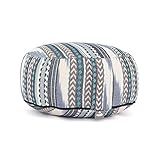 YOGATERIA Bodhi Almofada Meditação Zafu Yoga Zafu Rondo Ethno Puf De Assento Yoga Com Recheio De Kapok Fibra De Paina E Capa Em Algodão Eco 20cm X Ø 32cm 1 2kg Pantanal Bege E Azul 