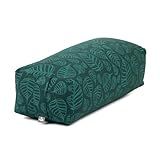 YOGATERIA Bodhi Almofada Retangular Bolster Salamba Maharaja Estampado P Meditação Relaxamento E Yoga Restaurativa Recheio De Kapok Fibra De Paina E Capa Em Algodão 64cm X 25cm X 17cm Leaves Esmeralda 