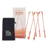 Yogateria Kit 3 Und Raspador De Língua 100 Cobre E Bolsinha