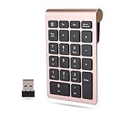 Yoidesu 22 Keys Wireless Number Pad USB C Mini Numeric Keypad For Laptop With 2 4G Mini USB Reciever Portable Numpad Financial Accounting For Laptop Notebook Desktop Rose Gold 
