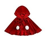YOKJZJD Casaco Com Capuz E Poncho Vermelho De Veludo Para Bebês Meninas Vermelho 2 3 Anos