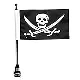 YONGYAO Suporte De Mastro Com Bandeira De Jolly Roger Para Porta Malas Harley Preto Prata Preto