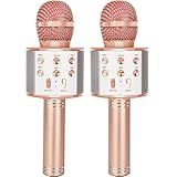 YONHAN Pacote Com 2 Microfones De Karaokê Microfone De Karaokê Sem Fio Bluetooth Para Cantar Máquina De Alto Falante Portátil Com Microfone ótimo Presente De Brinquedos Para Meninas