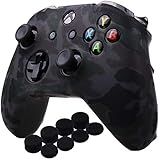 YoRHa Capa De Silicone Camuflada Com Impressão De Transferência De água Para Controle Microsoft Xbox One X E Xbox One S X 1 Cinza Com Alças De Polegar PRO X 8