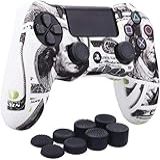 YoRHa Capa De Silicone Camuflada Com Impressão De Transferência De água Para Sony PS4 Slim Pro Dualshock 4 Controller X 1 EUA Dollar Com Pro Thumb Grips X 8