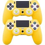 YoRHa Capa De Silicone Para Controle PS4 X 2 Amarelo Com Punhos De Polegar Exclusivos X 4