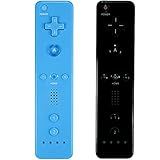 Yosikr Pacote Com 2 Controles Wii Controle Remoto Wii Com Capa De Silicone E Alça De Pulso Compatível Com Wii Wii U Preto E Azul 