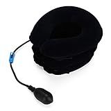 Yosoo Almofada De Pescoço Azul Ergonômica Portátil Para Pescoço Com Instrumento De Tração Cervical Inflável Colar Para Travesseiro De Pescoço 20 X 18 X 9 9 Cm 