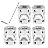 YOTINO 5Pcs Acoplamentos Flexíveis 5Mm A 8Mm Nema 17 Acoplador De Eixo Para Creality Cr 10 Cr 10S S4 S5 Makerbot Reprap Prusa I3 Impressora 3D Ou Máquina Cnc Bônus 1Pcs Chave Allen M3 