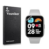 Youniker Pacote Com 6 Películas Protetoras De Tela Compatíveis Com Xiaomi Redmi Watch 3 Active 4 6 Cm Smartwatch Protetores De Tela Foils Crystal Clear HD Anti Riscos