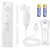 YOVONAZE Compatible With Nintendo Wii Controller  Wii Remote With Nunchuck And Nunchuck Controller With Silicone Case And Wrist Strap For Wii And Wii U  Included 2 AA Batteries  White 