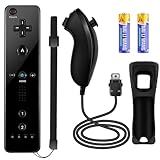 YOVONAZE Compatível Com Controle Nintendo Wii Controle Remoto Wii Com Controle Nunchuck E Nunchuck Com Capa De Silicone E Alça De Pulso Para Wii E Wii U Inclui 2 Pilhas AA Preto YO WII R001