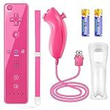 YOVONAZE Compatível Com Controle Nintendo Wii Controle Remoto Wii Com Controle Nunchuck E Nunchuck Com Capa De Silicone E Alça De Pulso Para Wii E Wii U Inclui 2 Pilhas AA Rosa 